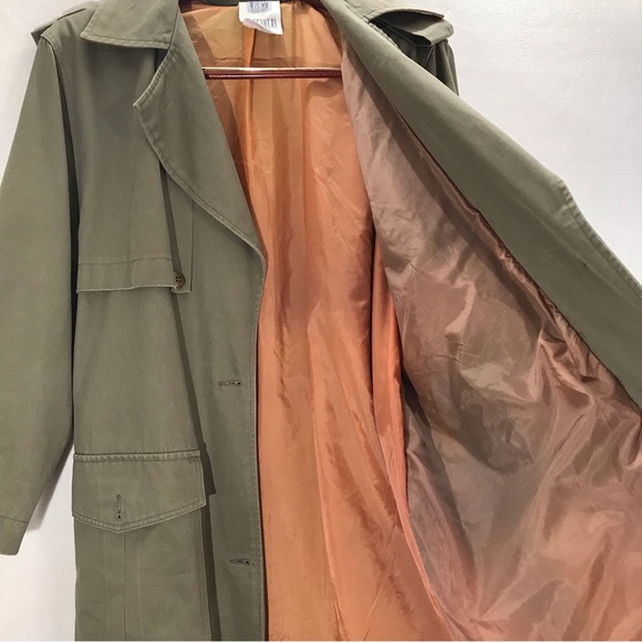 Authentic vintage TOGETHER canvas cargo military style trench coat olive green - Picture 7 of 14
